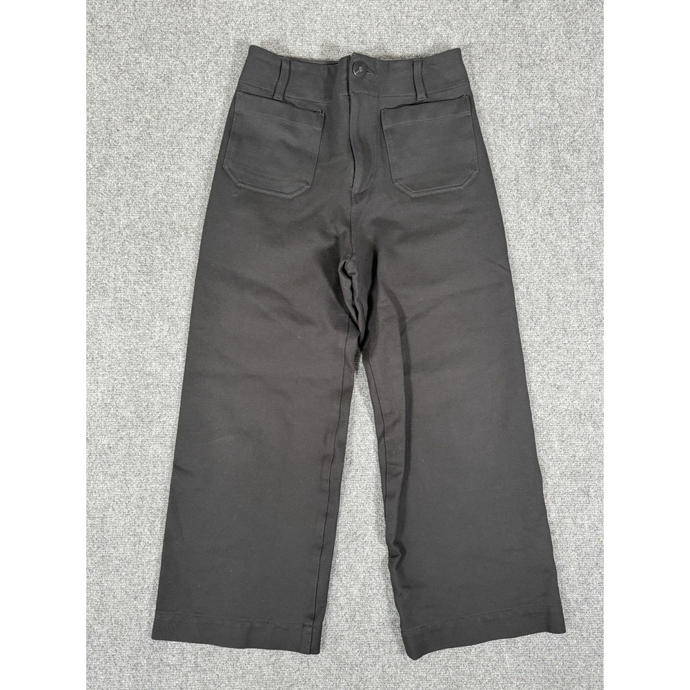 Anthropologie Maeve The Colette Crop Wide Leg Pants Women's Black Size 26 EUC